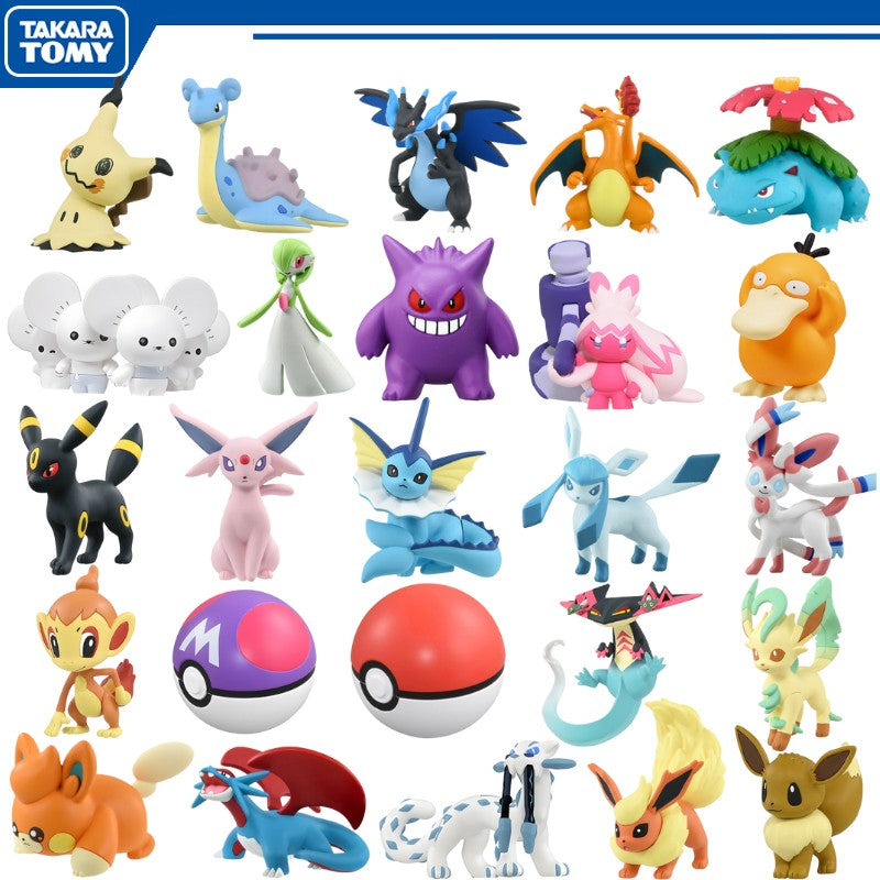 Brinquedos de Figura Pokemon Originais TAKARA TOMY Mimikyu Maushold Lapras Charizard Umbreon Sylveon Vaporeon Bonecos Modelo Presentes de Aniversário