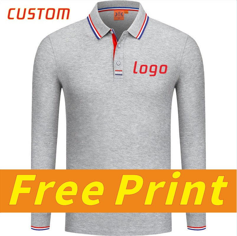 Men's and women's breathable cotton long sleeved polo shirts, T-shirts, printed logos, embroidered work clothes, customized