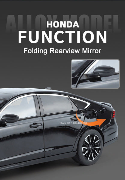 1:18 HONDA Accord Liga Miniatura Modelo Diecast Brinquedo Porta Aberta Som Luz Puxar para Trás Direção Roda Dianteira Presente de Aniversário Clássico