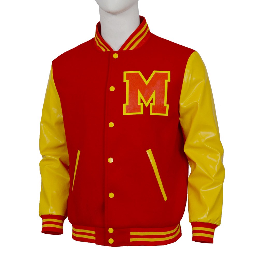 Michael Jackson Thriller Scary Costume Red Leather Jacket for Women Man Adults Dress Halloween Baseball Jacket Retro Bomber Coat