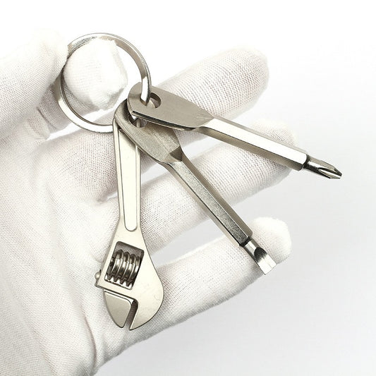 Portable Keychain Multitool Stainless Steel Wrench Screwdriver Mini Tool Kit Daily Repair Outdoor EDC Gadget Key Ring Accessory