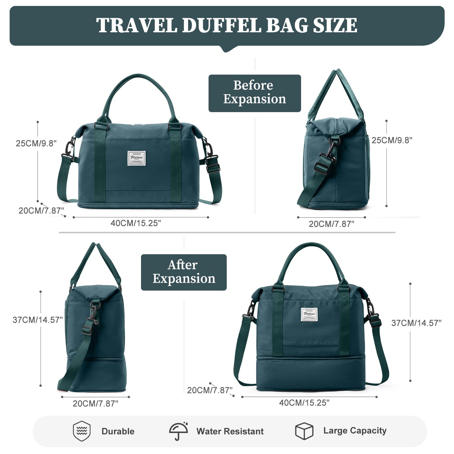 Travel Bags for Women Men, Expandable Handbag Travel Duffle Bag for Plane Ryanair 40x20x25 Cabin Weekend Bag Gym Bag Sports Bag