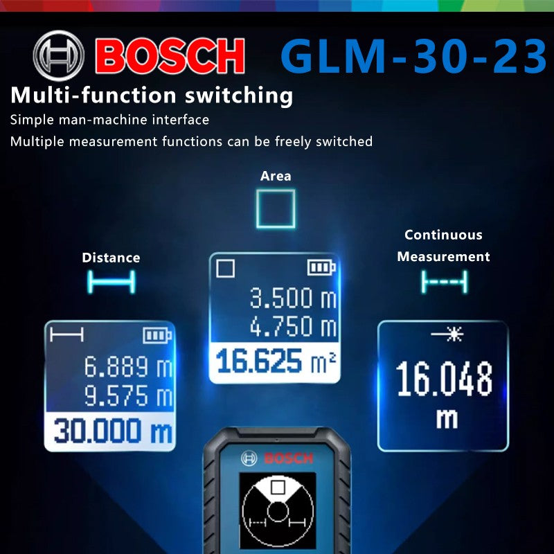 Medidor de Distância a Laser BOSCH GLM 30-23 Original Botão Duplo Alta Precisão Leve Tela Moderna Medição Sem Bateria