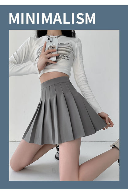 Women Pleated Skirt High Waist A-Line Mini Skirt School Girl JK Uniform Skirt Skater Skirt Tennis Skirt White Plus Size