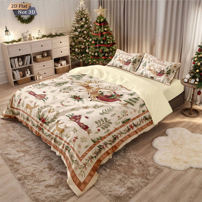 3pcs Santa Claus printed coreless bedding set, multi size bedroom dormitory duvet covers, soft and machine washable decoration