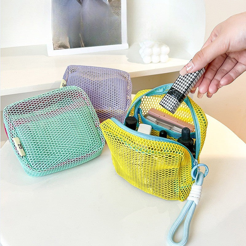 Tofu Bag Mini Zero Wallet Large Capacity Net Fabric Makeup Bag Dopamine Net Fabric Lady's Purse Colorful