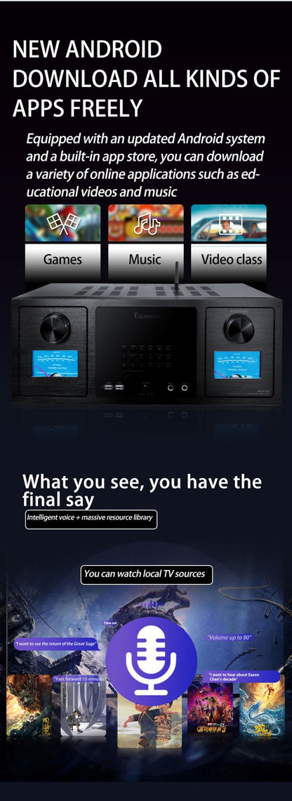 Conjunto de áudio Bluetooth de home theater com rede inteligente e 7.2 canais Balenald Dolby Atmos de última geração