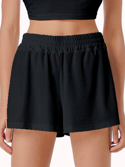 Casual Shorts Women 2024 New Summer Simple Comfortable Elastic Waist Cool Breathable Solid Color Casual Sports Five Quarter Pant