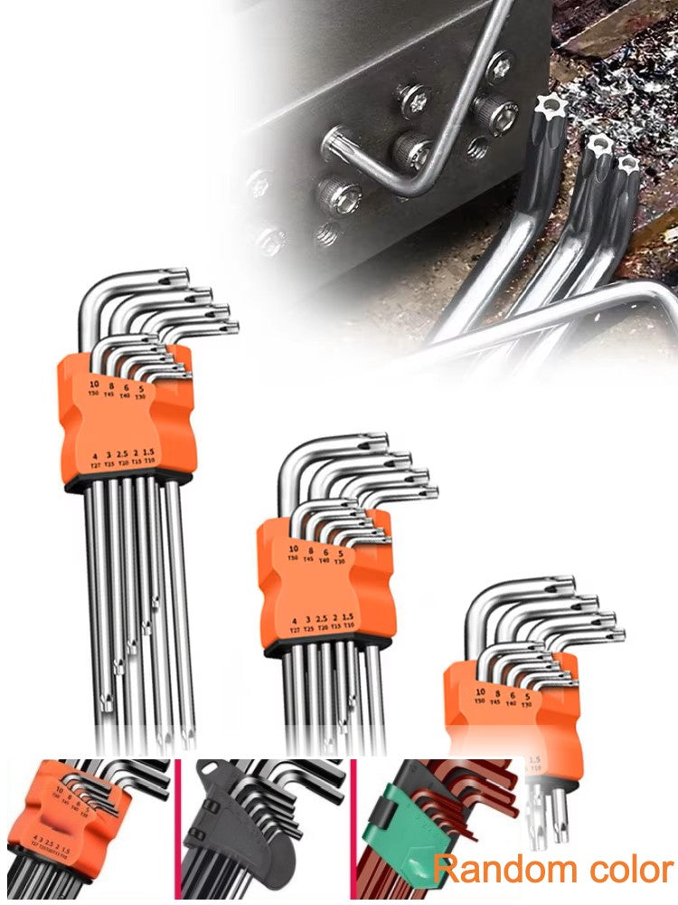 Conjunto de 9 Chaves Torx Estrela Kits Chaves Allen Hexagonais Chaveiros de Cabeça Hexagonal com Ponta Dupla Tipo L Chave de Fenda Estrela Ferramentas Manuais de Reparo