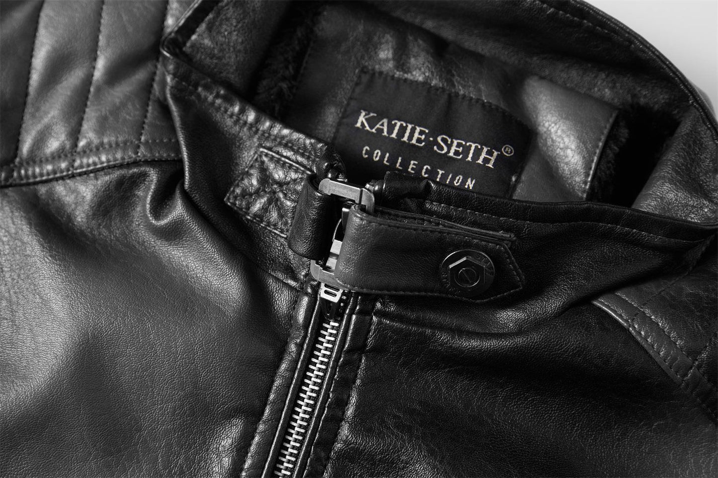 Modern PU Leather Motorcycle Biker Jacket Pilot Coat with Fleece Lining Tough Guy Men's Stylish Riding