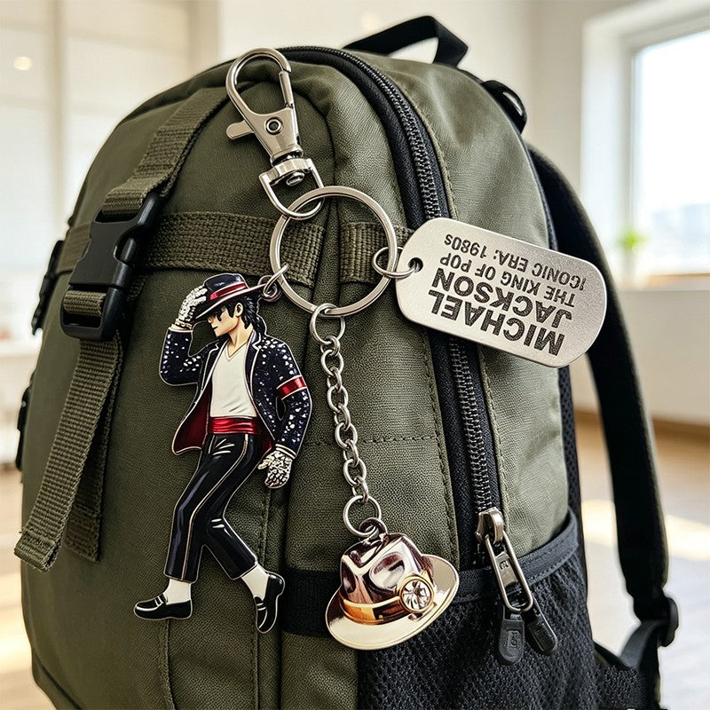 Michael Jackson Keychain Classic Dance King Pendant Key Ring Fashion Singer Key Chain Music Idol Keychain For Home Decoration