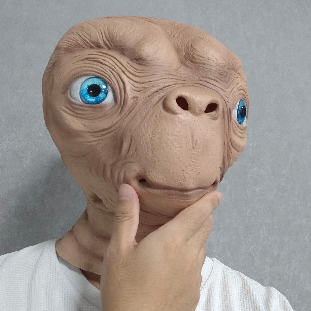 ET Alien Latex Mask Halloween Carnival Party Movie E.T. the Extra-Terrestrial Realistic Cosplay Creepy E.T. Alien Full Head Mask