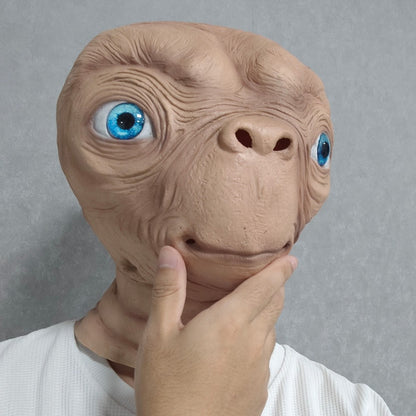 ET Alien Latex Mask Halloween Carnival Party Movie E.T. the Extra-Terrestrial Realistic Cosplay Creepy E.T. Alien Full Head Mask
