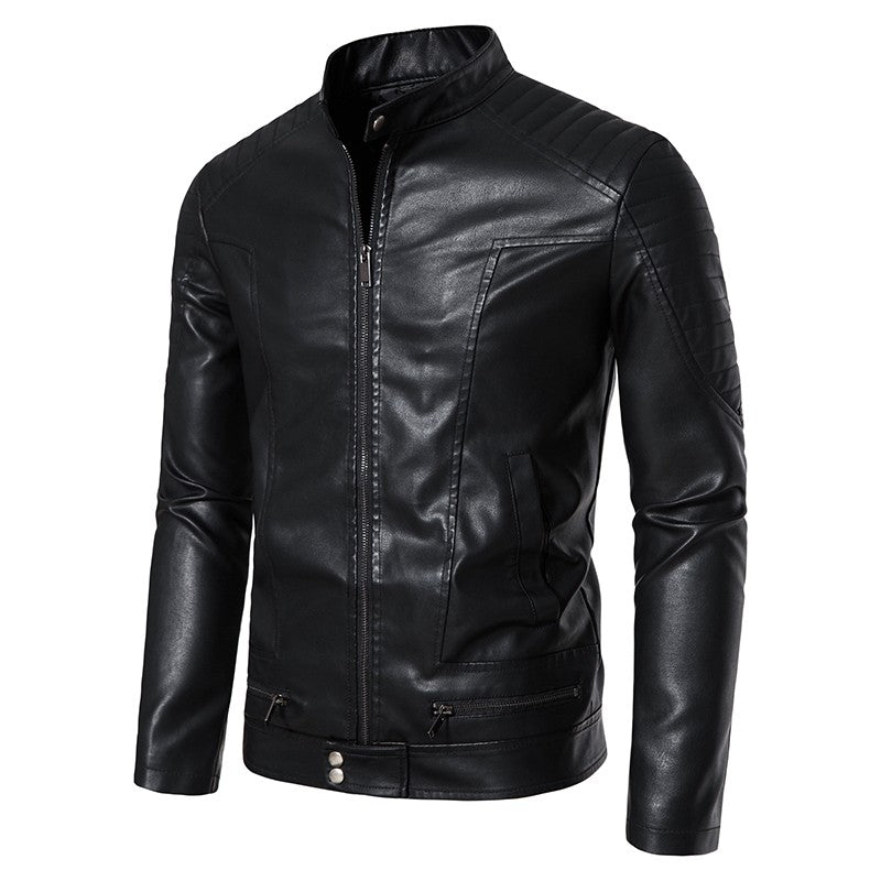 TRAF Leather Men's Youth Trend Autumn And Winter New Slim Korean Version Of Handsome Men's Autumn Coat Leather Jacket Men