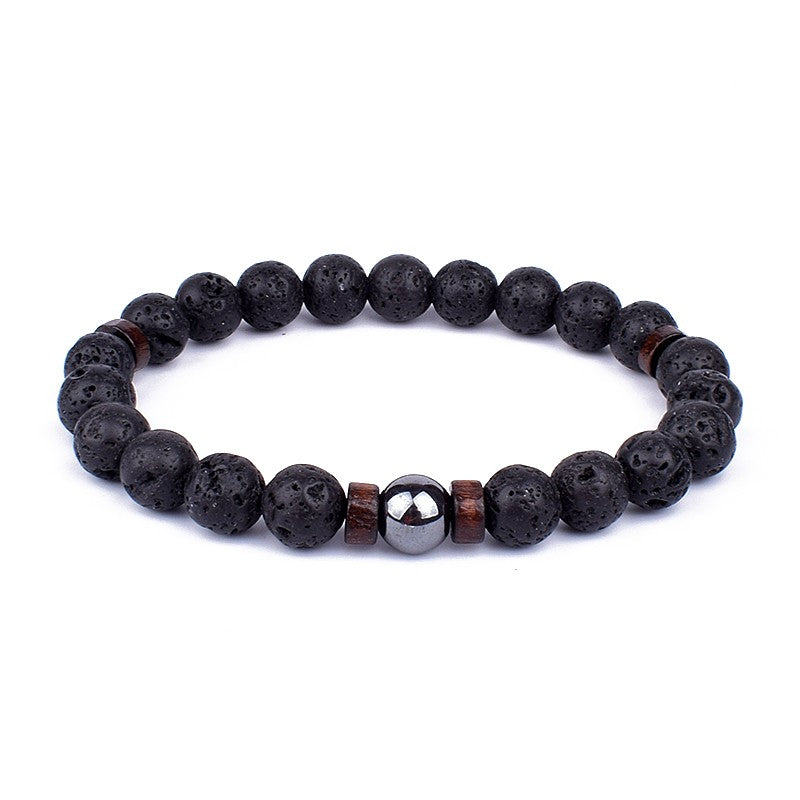 Pulseira de Pedra Vulcânica para Homens Lava Madeira 8mm Contas Pulseira Buda Tibetano Corrente de Pulso Feminina Masculina Jóias Presente Novas Pulseiras