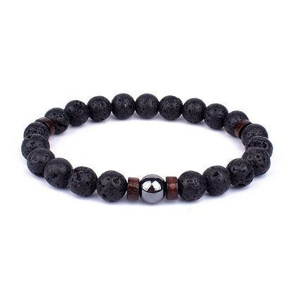 Pulseira de Pedra Vulcânica para Homens Lava Madeira 8mm Contas Pulseira Buda Tibetano Corrente de Pulso Feminina Masculina Jóias Presente Novas Pulseiras