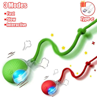 Novo Brinquedo Interativo para Gatos Bola Rolante Automática com Cauda Falsa Brinquedo Elétrico Inteligente Recarregável para Animais de Estimação Treinamento de Cães e Gatos Imita Rato
