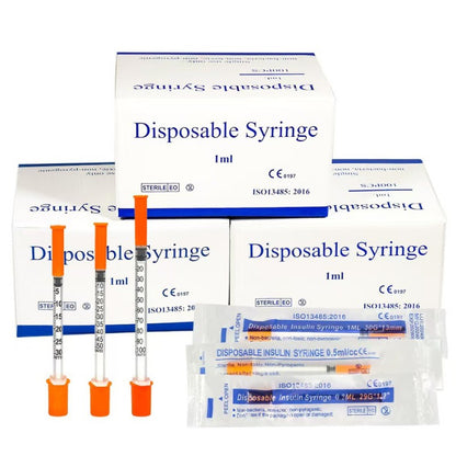 50 UNIDADES Seringa de insulina estéril descartável de 0,3ml/cc-29Gx13mm com agulha, embalada individualmente para medição de líquidos, alimentação de animais de estimação.