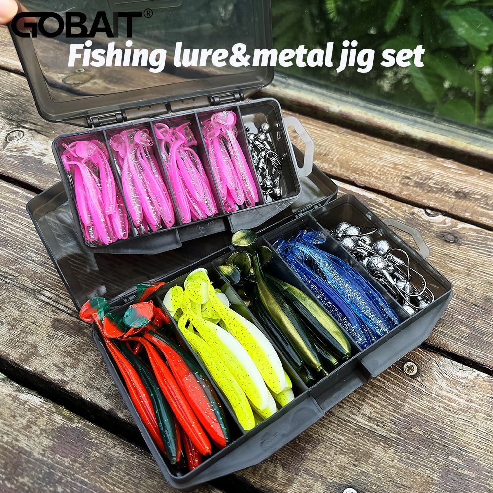 50 unidades/Caixa Isca Artificial Jig de Metal 5.5cm 7cm 10cm Isca Macia 3g 5g 7g 10g 14g Anzol Jigging Head Caixa de Pesca Pesca Swimbait Kit Isca de Fundo