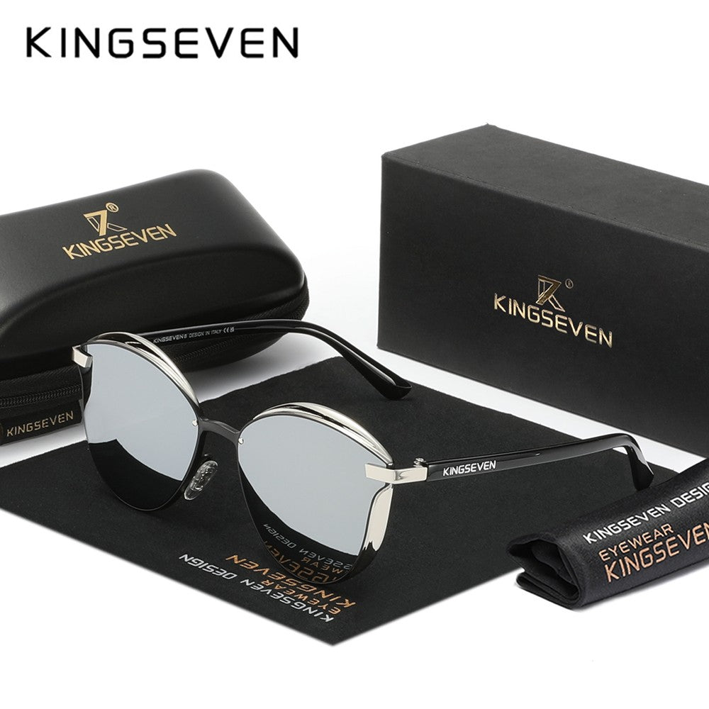 KINGSEVEN Trend Luxury Cat Eye Women's Glasses Polarized Sunglasses UV400 Lens for Lady Travel Eyewear