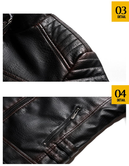 2024 Men Faux Leather Jacket High Quality Casual Zipper Fleece Warm Coats Winter Men Vintage Motorcycle Leather Jacket Men S-4Xl