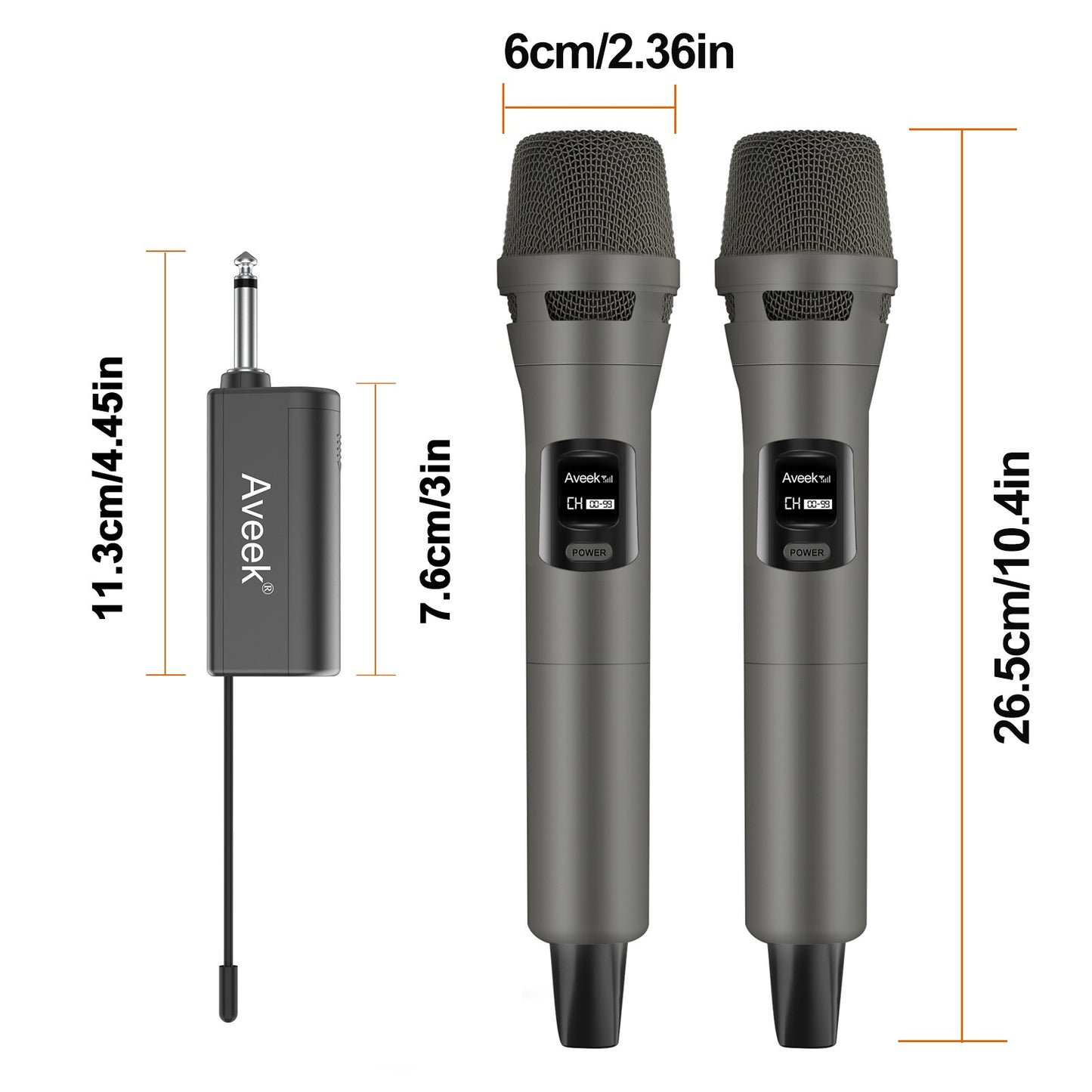 Microfone Sem Fio Aveek, Microfones Dinâmicos Sem Fio Com Conexão de Chip Um-para-Um e Receptor Recarregável, Duração de 12 Horas,