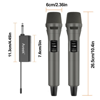 Microfone Sem Fio Aveek, Microfones Dinâmicos Sem Fio Com Conexão de Chip Um-para-Um e Receptor Recarregável, Duração de 12 Horas,