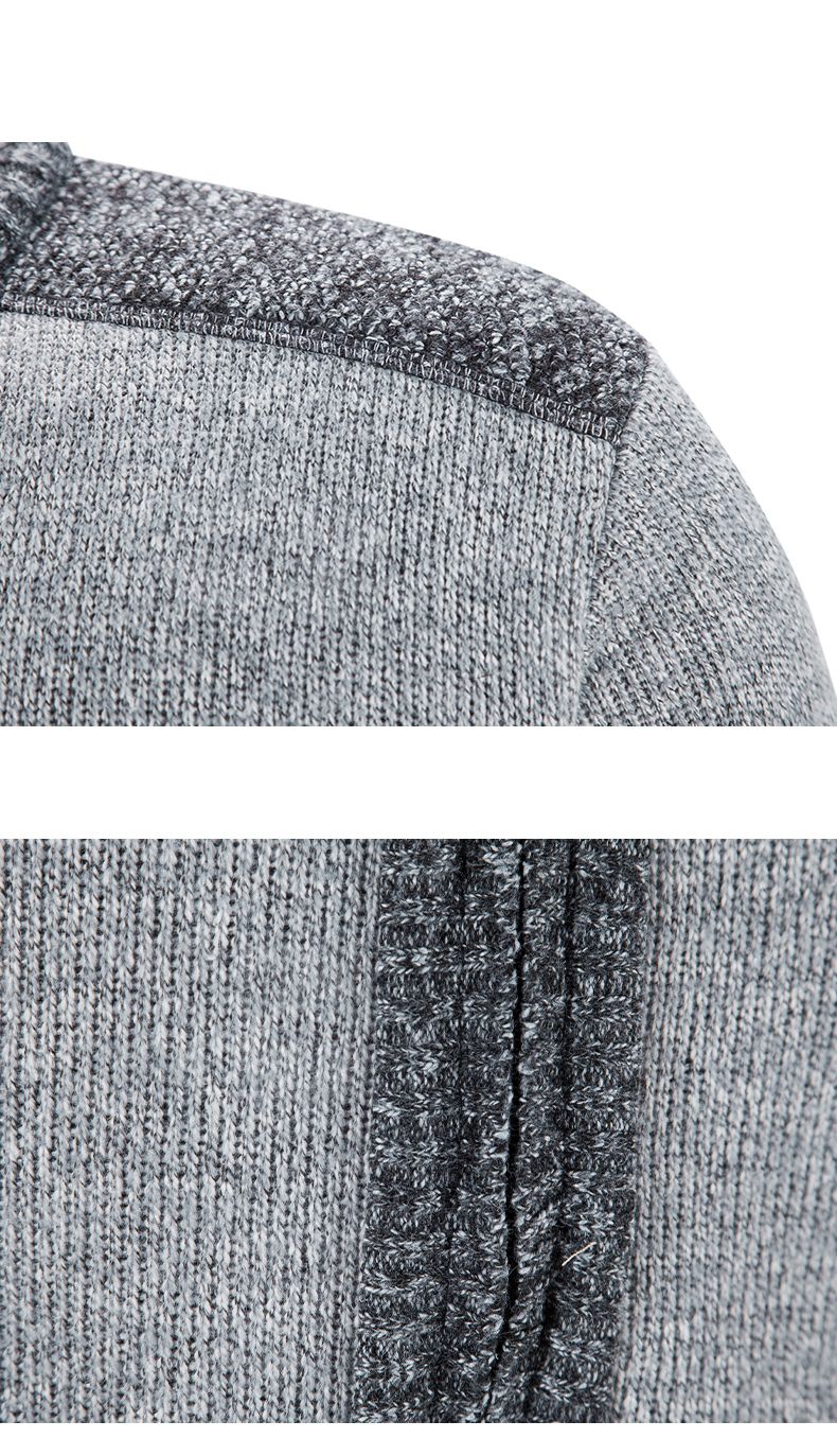 New Winter Men's Patchwork Jacket Knitted Coat Fashion Cardigan Outerwear Long Sleeves Casual Thick Slim Warm Zipper Coats