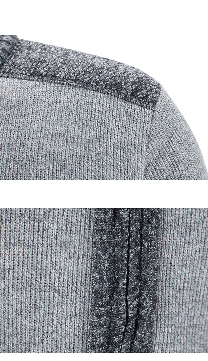New Winter Men's Patchwork Jacket Knitted Coat Fashion Cardigan Outerwear Long Sleeves Casual Thick Slim Warm Zipper Coats
