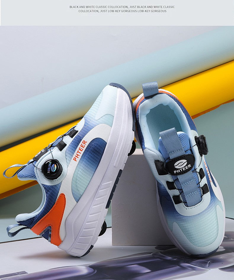 Kids Two Wheels Roller Skating Shoes With Light Magic Stick Walking Shoes Detachable Wheels Roller Skate Shoes For Teenagers