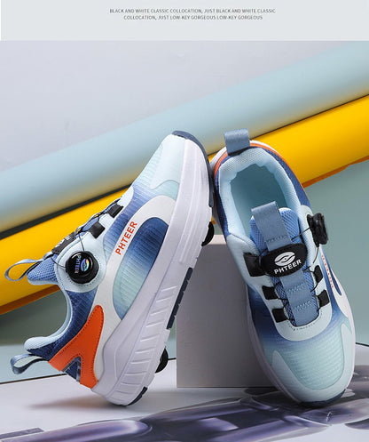 Kids Two Wheels Roller Skating Shoes With Light Magic Stick Walking Shoes Detachable Wheels Roller Skate Shoes For Teenagers