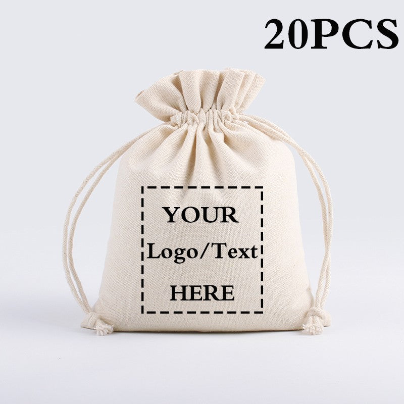 10/20pcs LOGO Personalizado Saco de Algodão com Cordão Anti-Poeira para Armazenamento, Festa, Eid, Páscoa, Embalagem de Presentes de Natal