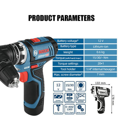 Bosch Professional 12V GSR 12V-15 FC Furadeira Sem Fio Parafusadeira Elétrica Sem Fio com 4 Adaptadores FlexiClick Ferramenta Elétrica