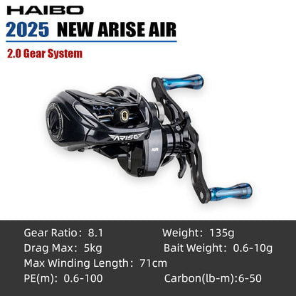 Haibo 25/23 NEW ARISE AIR/ELITE AMC+ Carretilha De Pesca Baitcasting Manivela De Fibra De Carbono 11B+1RB Long Casting