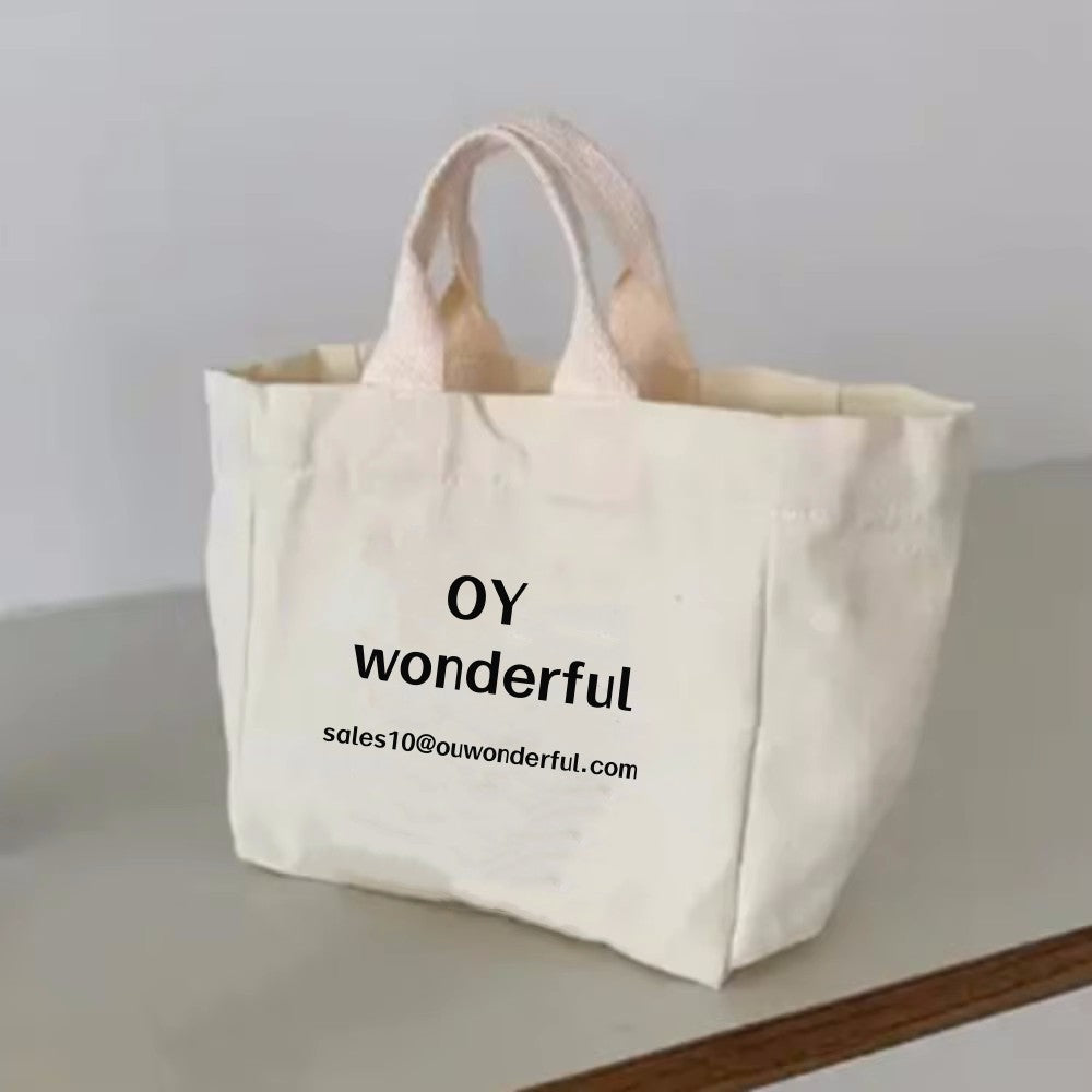 Wholesale 100pcs/lot Recycled Reusable Daily Handbag Custom Logo Cotton Canvas Tote Bag Convenient Shopping Women Gift Bag