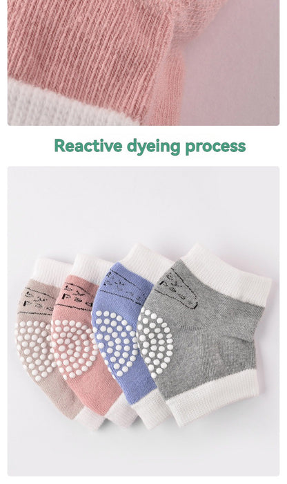 Baby Crawling Knee Pads Breathable, Toddler Walking Anti-Fall, Infant 0-3 Years Old, Pure Cotton Anti-Collision Elbow Pads, Non-