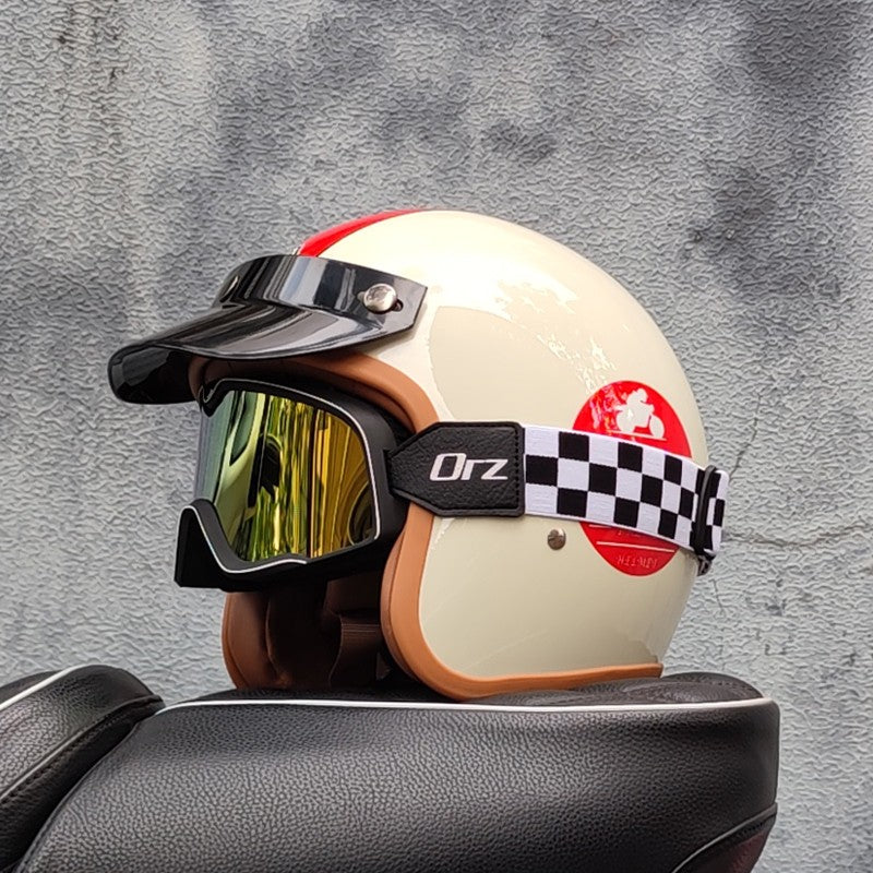 Capacete de motocicleta retrô semiaberto acessórios para motocicleta cross-country capacete de motocicleta 3/4 capacete retrô de inverno