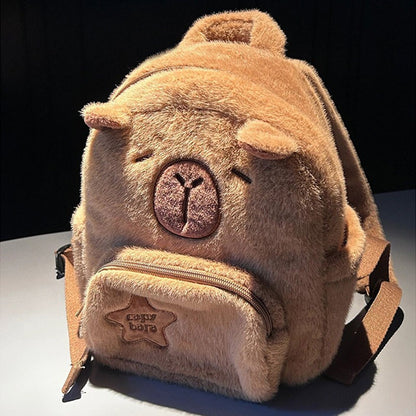 Bolsa Escolar Capivara Pelúcia Mochila Capivara Bolsa de Pelo Casual Versátil Mochila Escolar de Grande Capacidade 2025