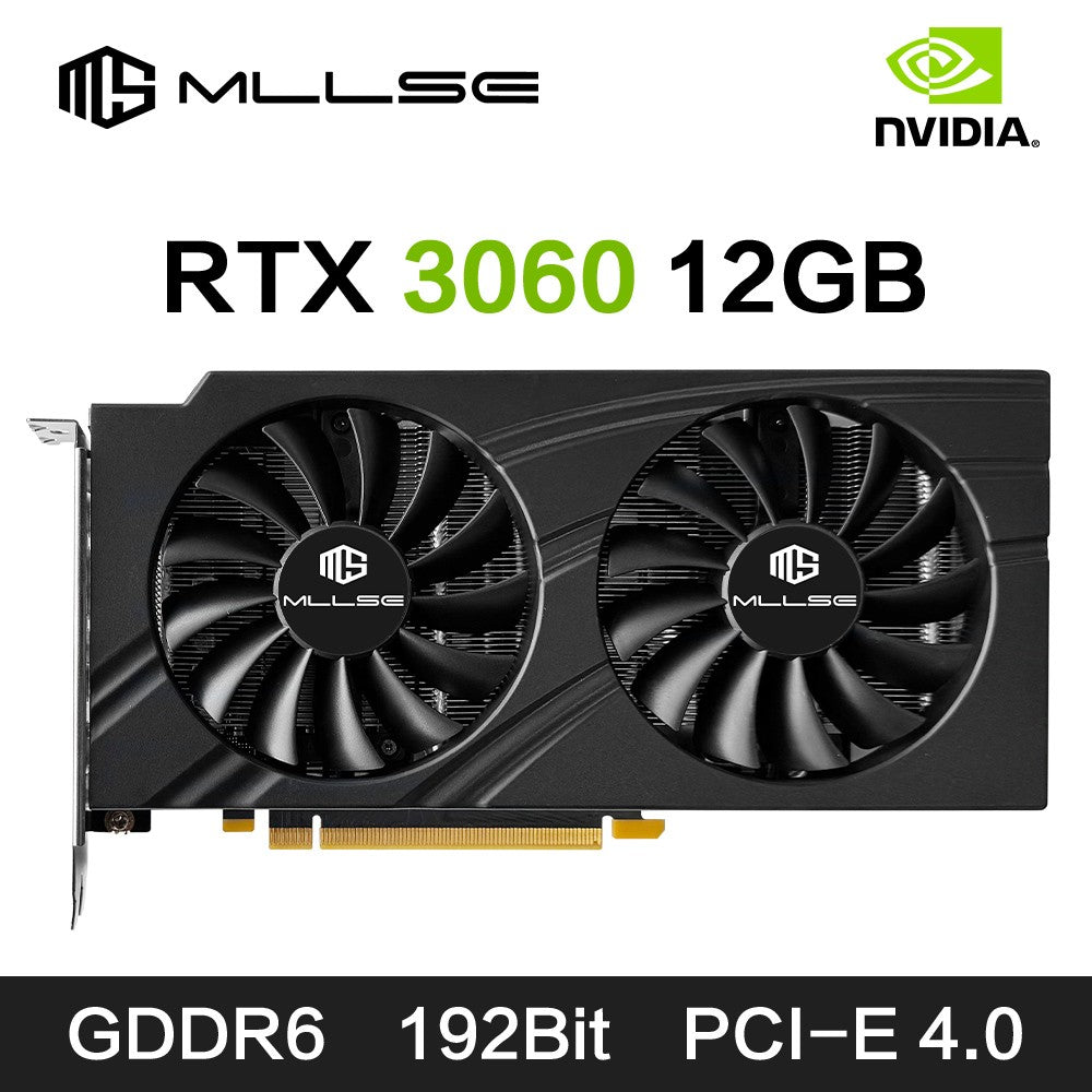 Placa de Vídeo MLLSE RTX 3060 12GB GDDR6 192Bit PCI Express 4.0 ×16 8Pin GPU NVIDIA Placa de Vídeo para Jogos Rtx 3060