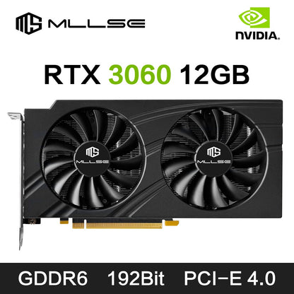 Placa de Vídeo MLLSE RTX 3060 12GB GDDR6 192Bit PCI Express 4.0 ×16 8Pin GPU NVIDIA Placa de Vídeo para Jogos Rtx 3060