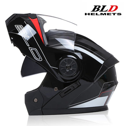 BLD Capacete Fechado Personalizado para Moto Masculino Feminino Capacete Moderno com Viseira Dupla Motocross Corrida Articulado Casco Moto
