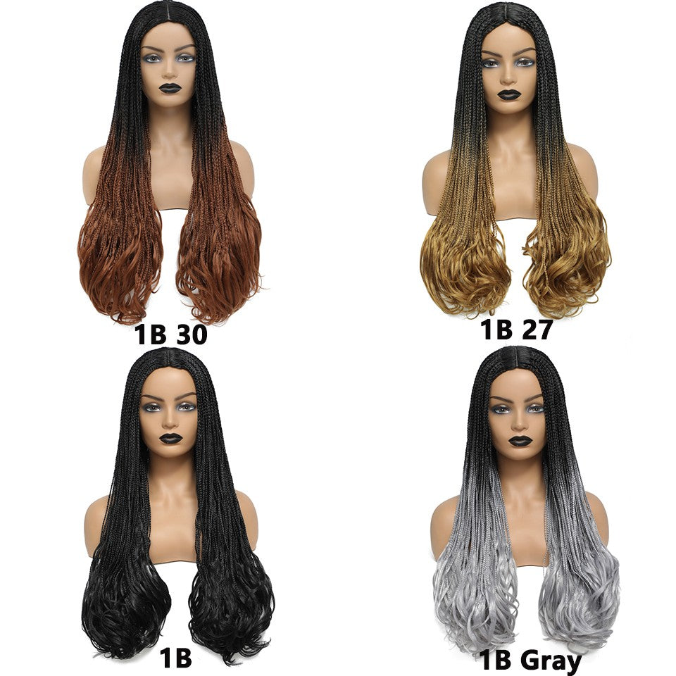 26 Inch Long Box Braided Wigs For Women Synthetic Perruque Tresse Africaine Micro Twist Box Braid Crochet Hair Curly Ends Wig