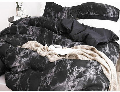 Conjunto de Capa de Edredom Estampada com Padrão de Mármore, 3 Peças, Conjunto de Cama Macio e Suave para a Pele, Inclui 1 Capa de Edredom e 2 Fronhas