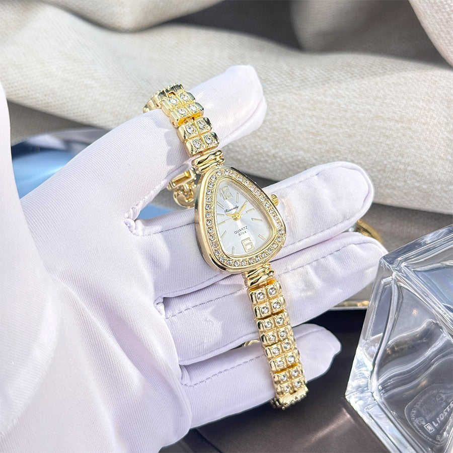 Women's diamond-set snakehead alloy case Sun stripe stripe scale diamond-set fine bracelet quartz watch luxury women's watch