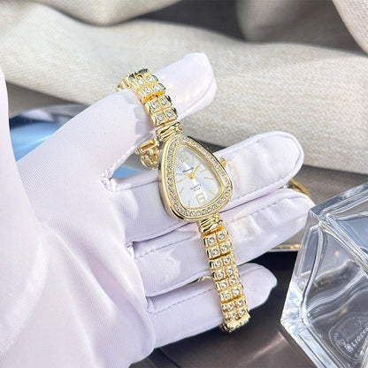 Women's diamond-set snakehead alloy case Sun stripe stripe scale diamond-set fine bracelet quartz watch luxury women's watch