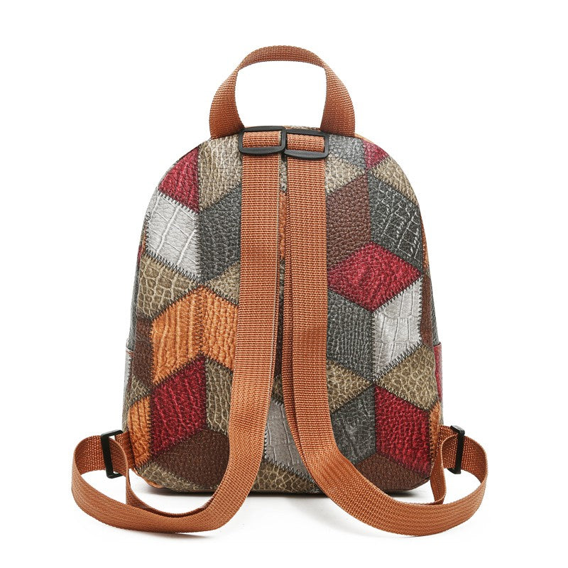 Mochilas Duráveis de Ombro Masculinas e Femininas - Mochila Casual Moderna Estilo Patchwork Versátil para Viagem