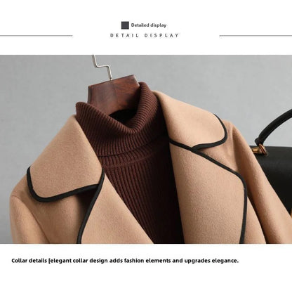 Double-Sided Woolen Coat Winter New Style Korean Version Cashmere Women's Mid-Length Fashionable Woolen Jacket Outerwear