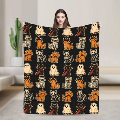 Funny Vampurr Vampire Cat Bites Again Flannel Blankets Halloween Awesome Throw Blanket for Quilt 200x150cm Soft