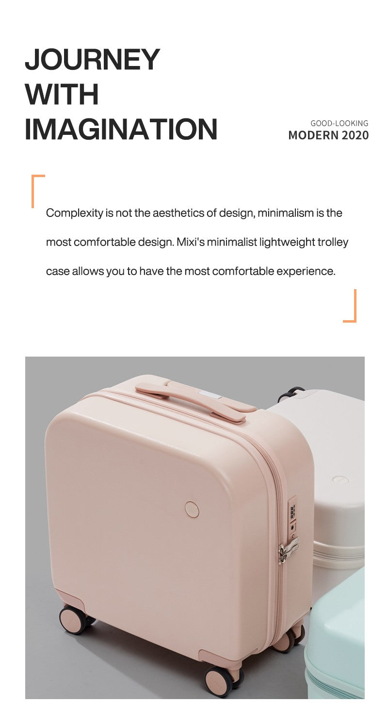 Mixi Carry On Suitcase 16 Inch Men Boarding Cabin Women Luggage Rolling Spinner Wheels Travel Bag 34L 100% PC Lightweight