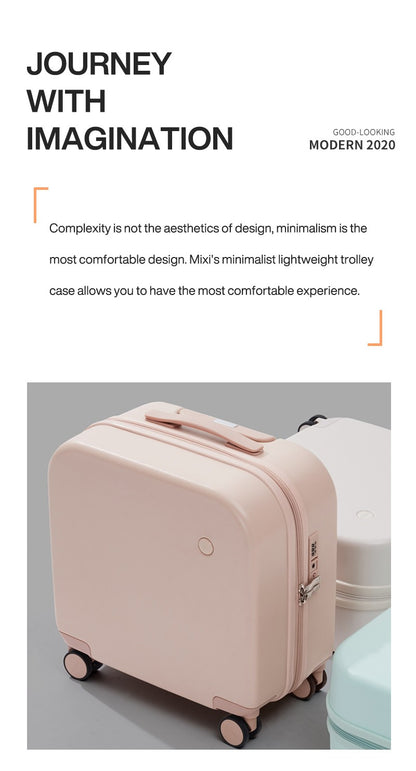 Mixi Carry On Suitcase 16 Inch Men Boarding Cabin Women Luggage Rolling Spinner Wheels Travel Bag 34L 100% PC Lightweight